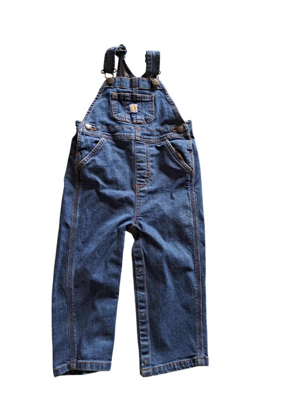 Carhartt Baby Denim Overalls 24M Adjustable Straps Snap Leg Openings Blue Jeans